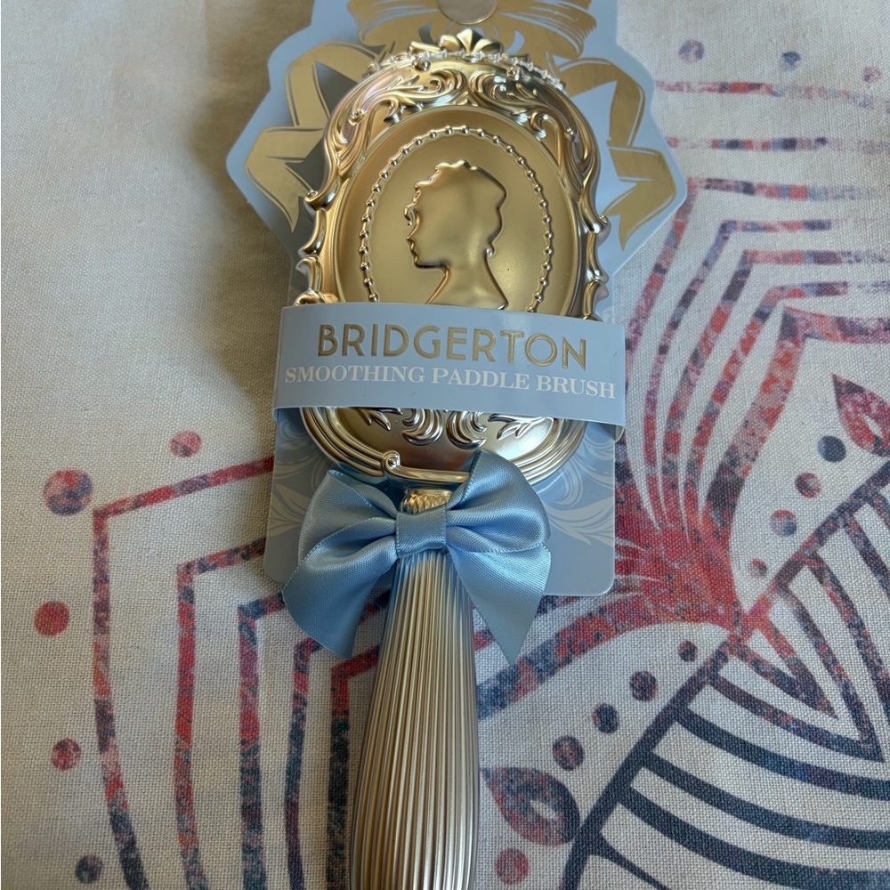 Bridgerton Gold Hair Brush with Blue Bow - Picture 2 of 3